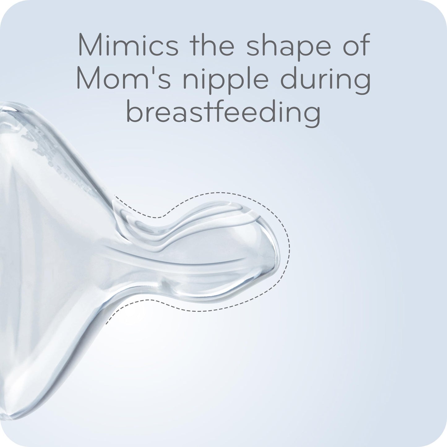 Side profile of Nuk pink bunnies baby bottle