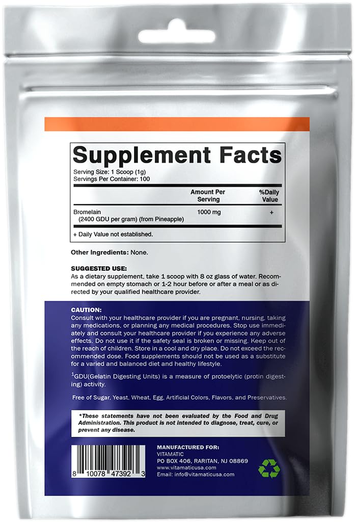 Vitamatic Bromelain powder for joint and digestive health