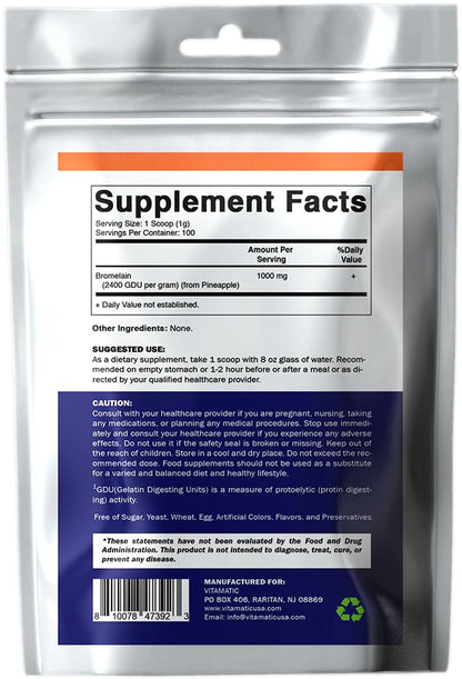 Vitamatic Bromelain powder for joint and digestive health
