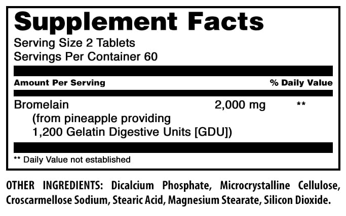 Amazing Nutrition Bromelain supplement facts and ingredients