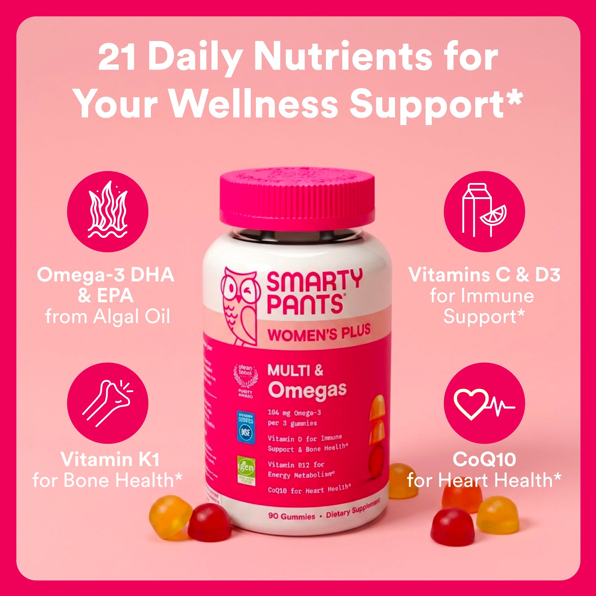 SmartyPants Women's Plus Multi and Omegas dietary supplement clean label purity award