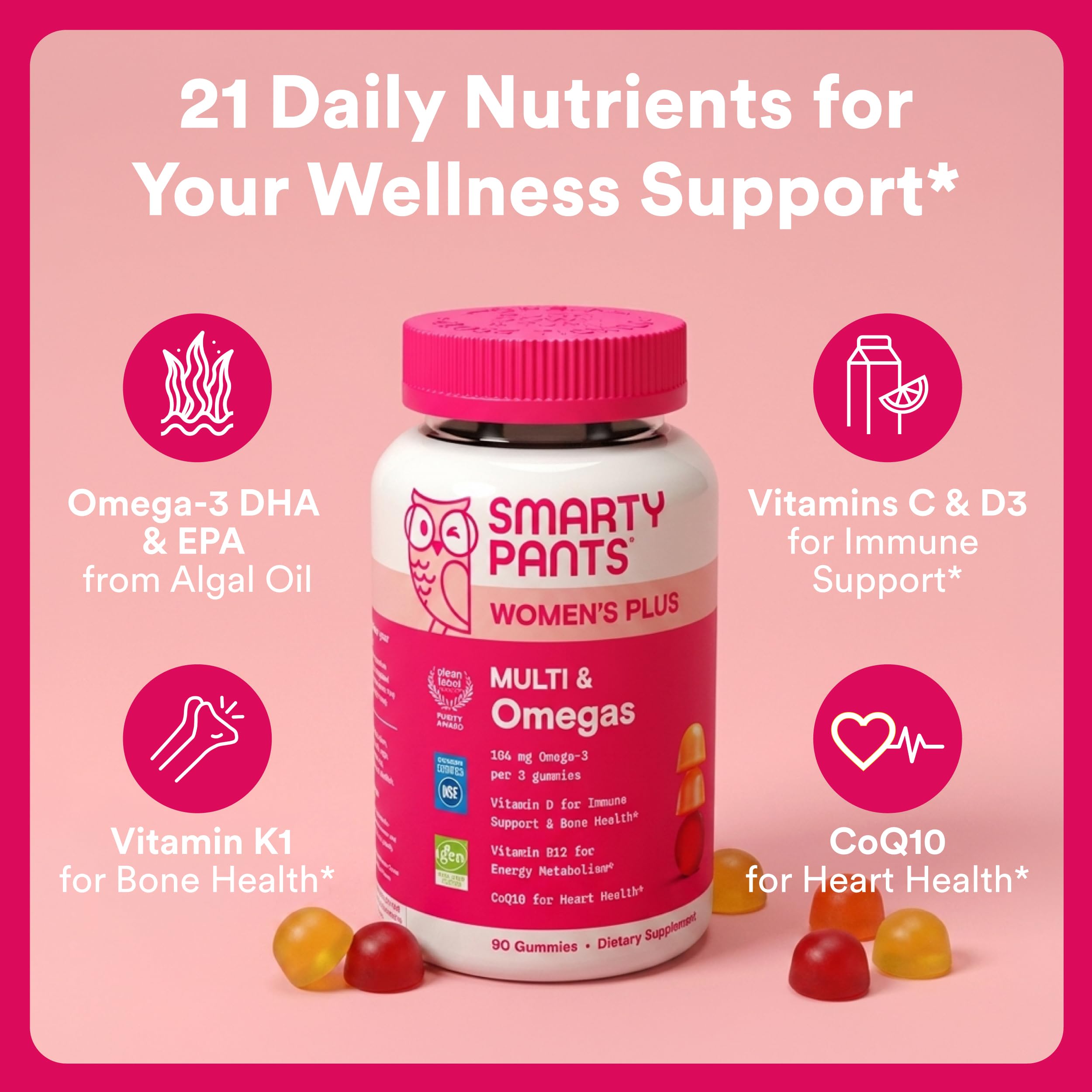 SmartyPants Women's Plus Multi and Omegas dietary supplement clean label purity award