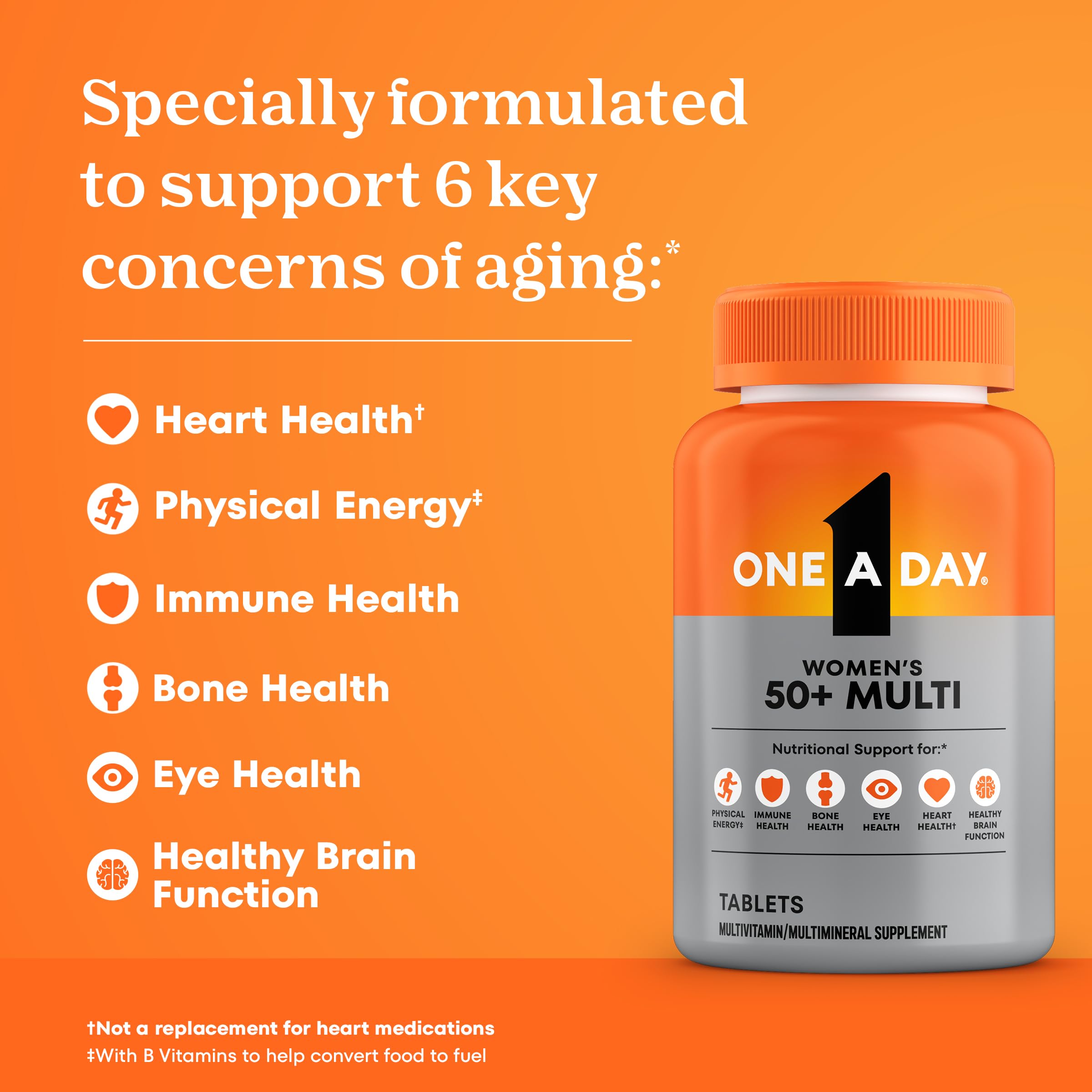 Six month supply bottle of premium daily vitamins for senior women showing allergen free certifications