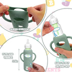 Close up of ergonomic side handles on BUSOHA silicone baby bottle protector pack