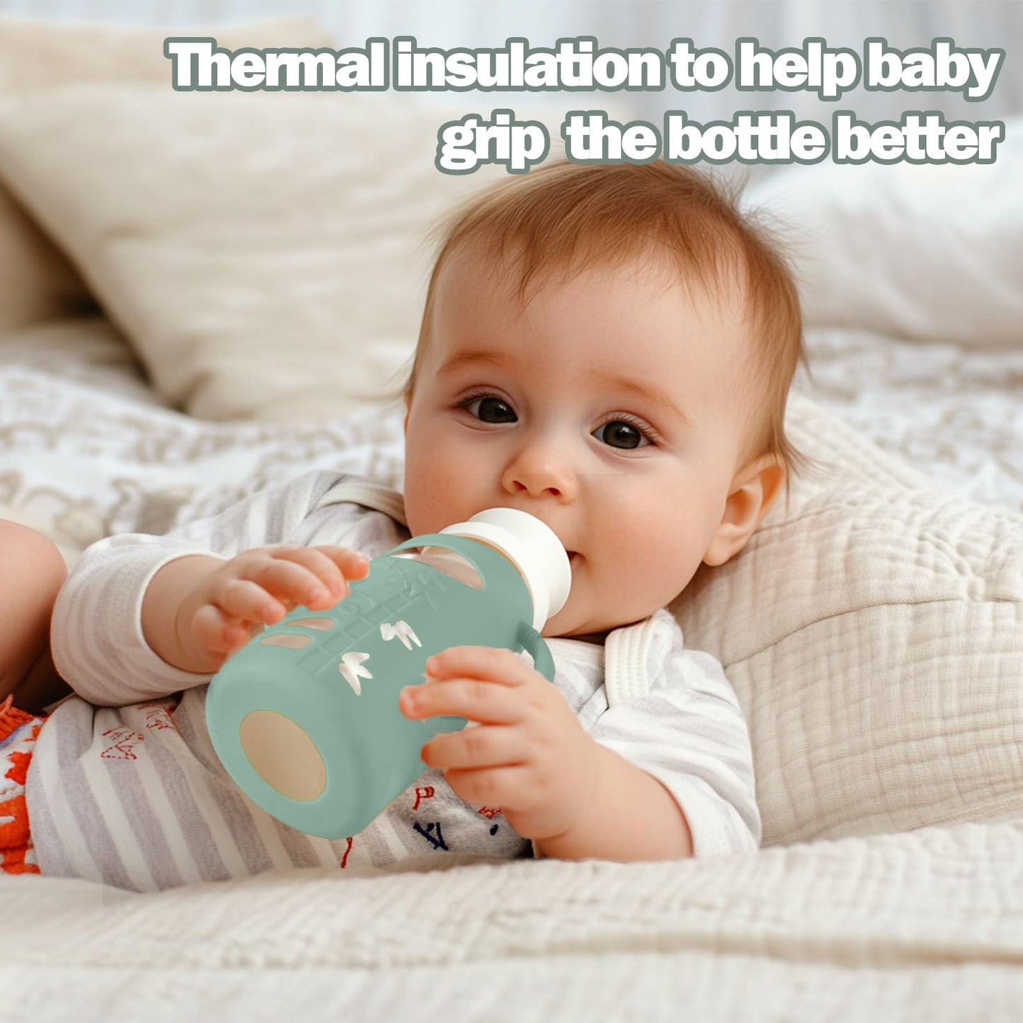 Durable shock absorbing silicone covers for safeguarding glass nursery feeding gear