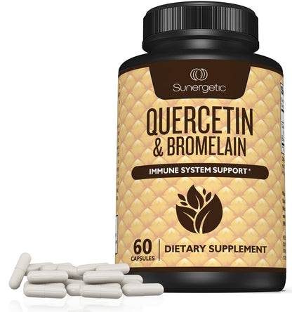 Sunergetic Quercetin with Bromelain capsules out of bottle