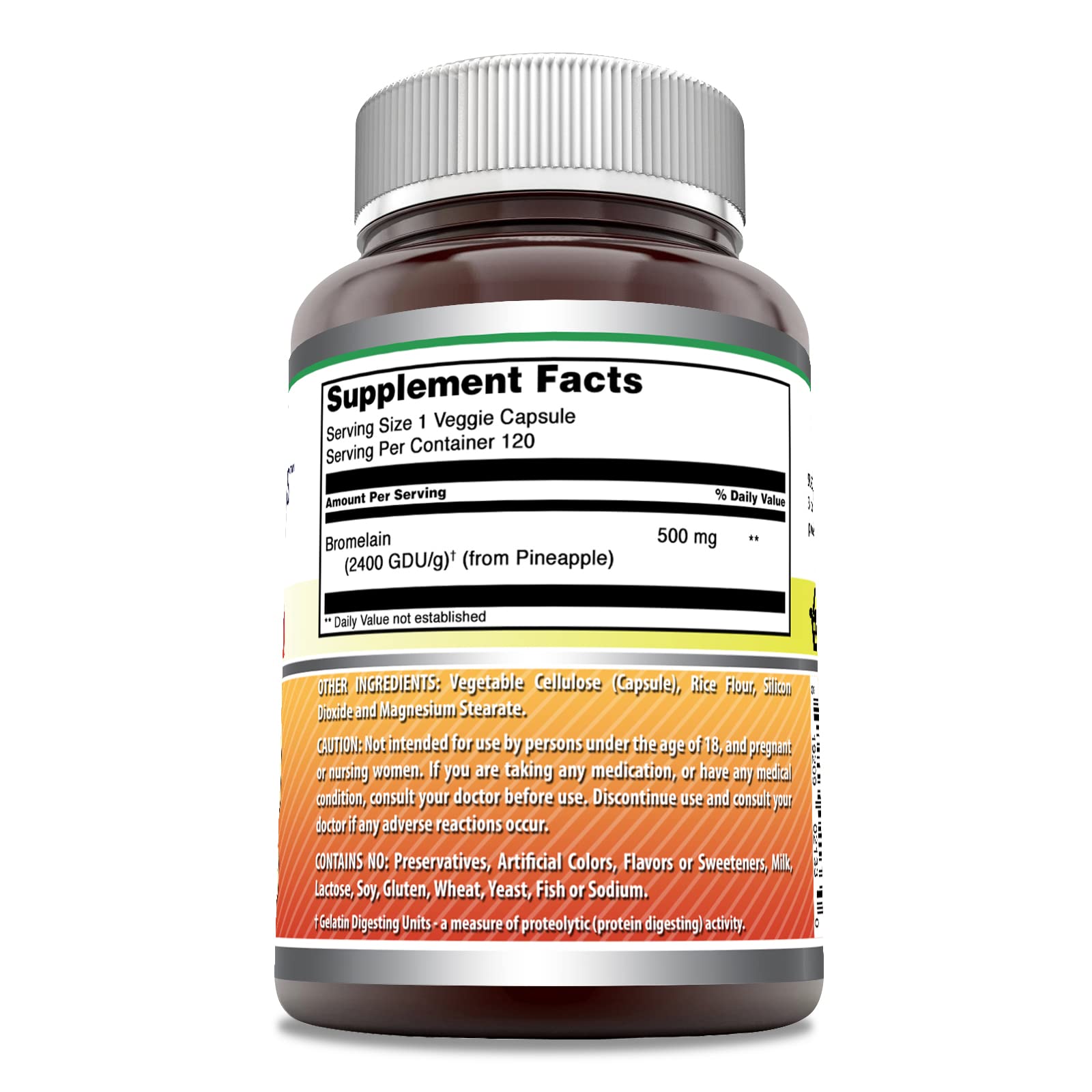 Amazing Nutrition Bromelain 120 veggie capsules label
