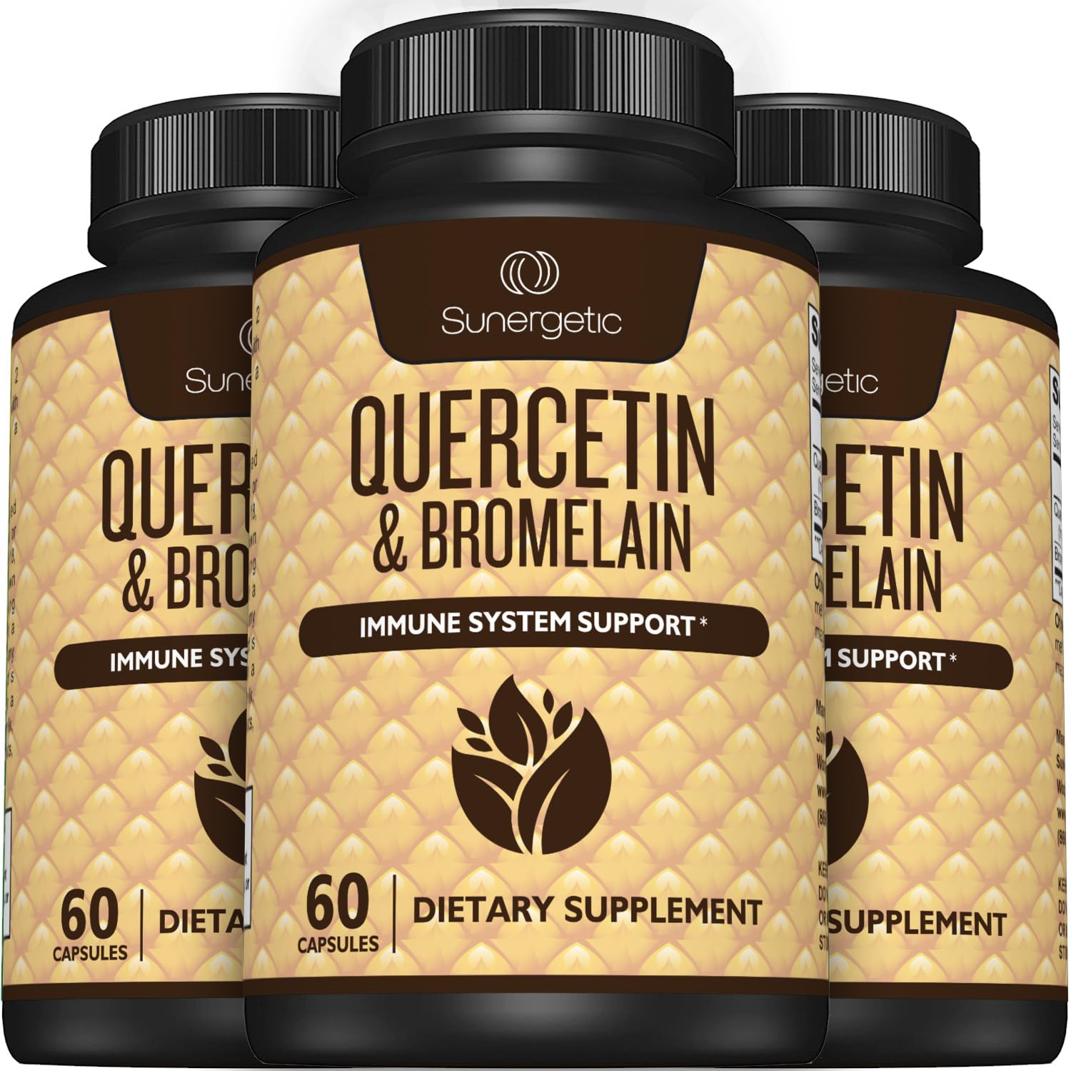 Sunergetic Quercetin with Bromelain health benefits label
