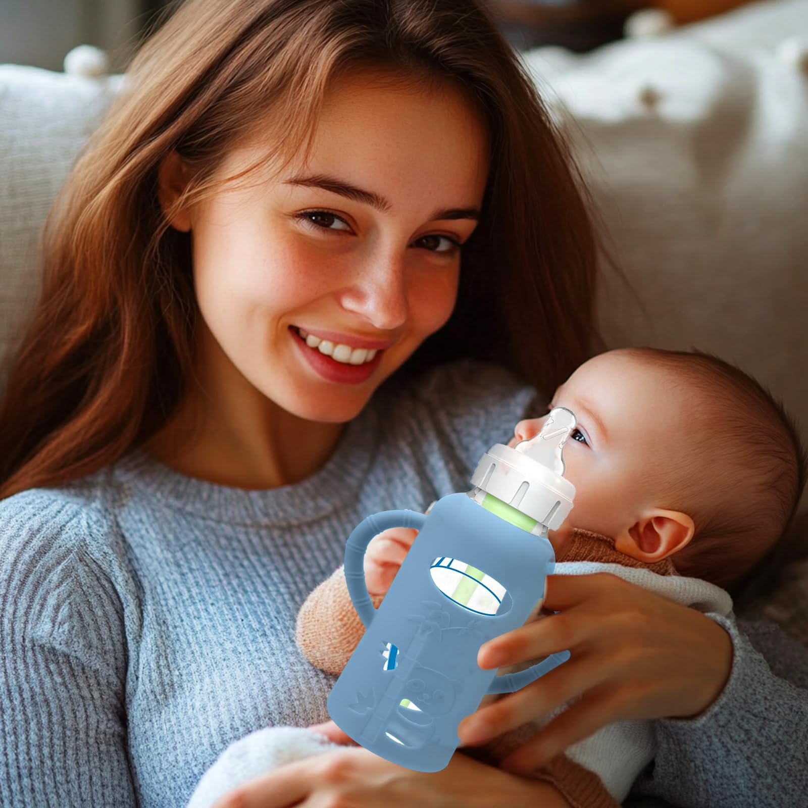 Imported USA premium silicone protective sleeves for eight ounce infant glass bottles