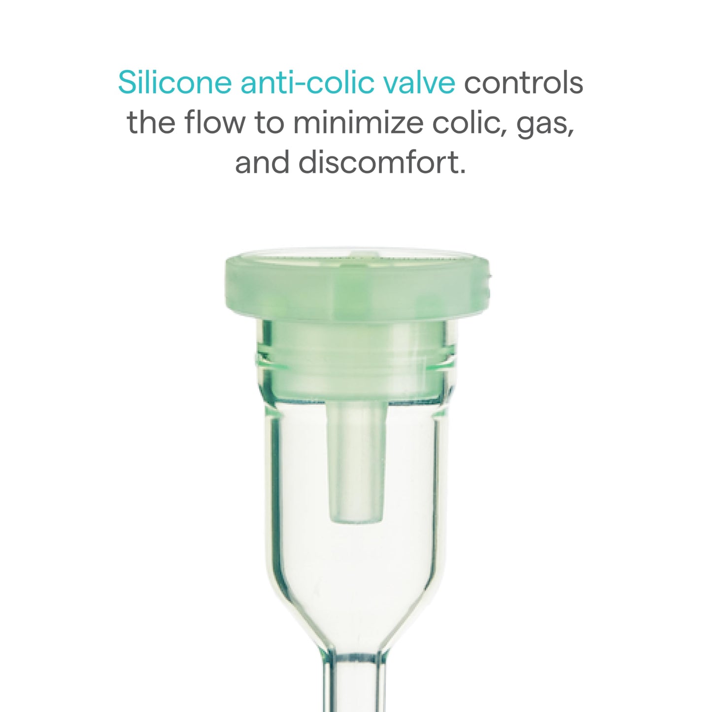 Close up of Munchkin Bond advanced silicone anti colic valve system