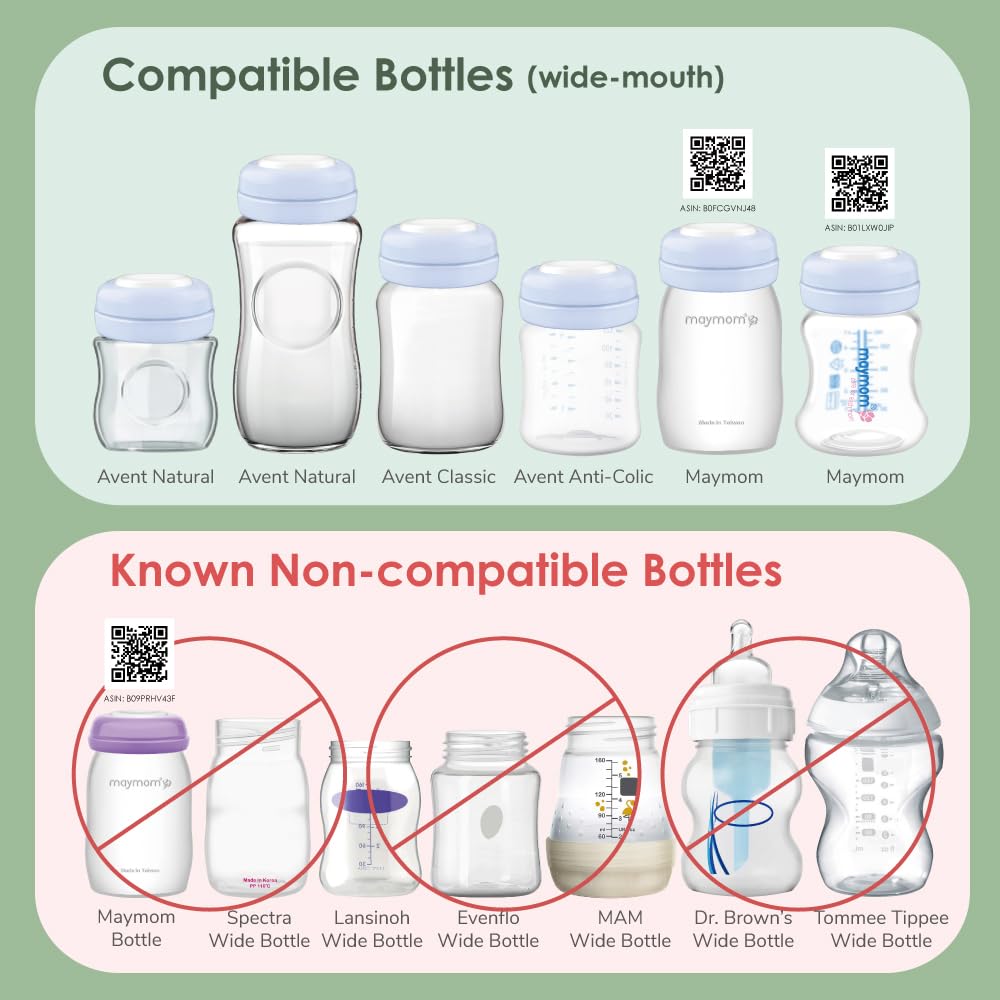 Six piece set of Maymom wide mouth bottle travel caps