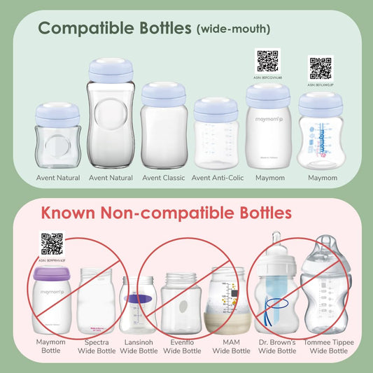 Six piece set of Maymom wide mouth bottle travel caps