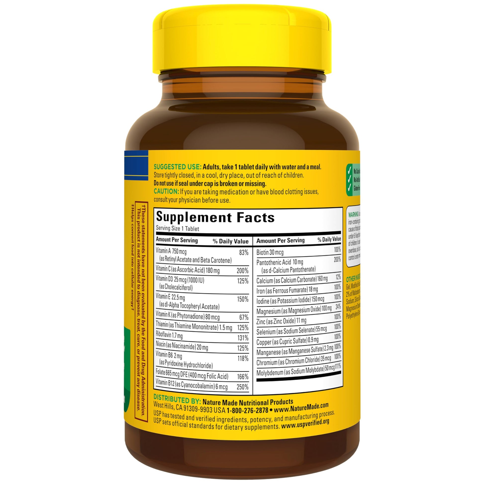 Nature Made premium dietary supplement with 18mg iron for energy metabolism bottle view