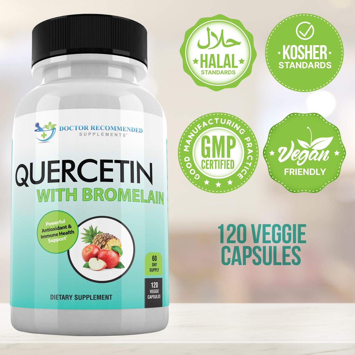 Doctor Recommended Quercetin and Bromelain side profile