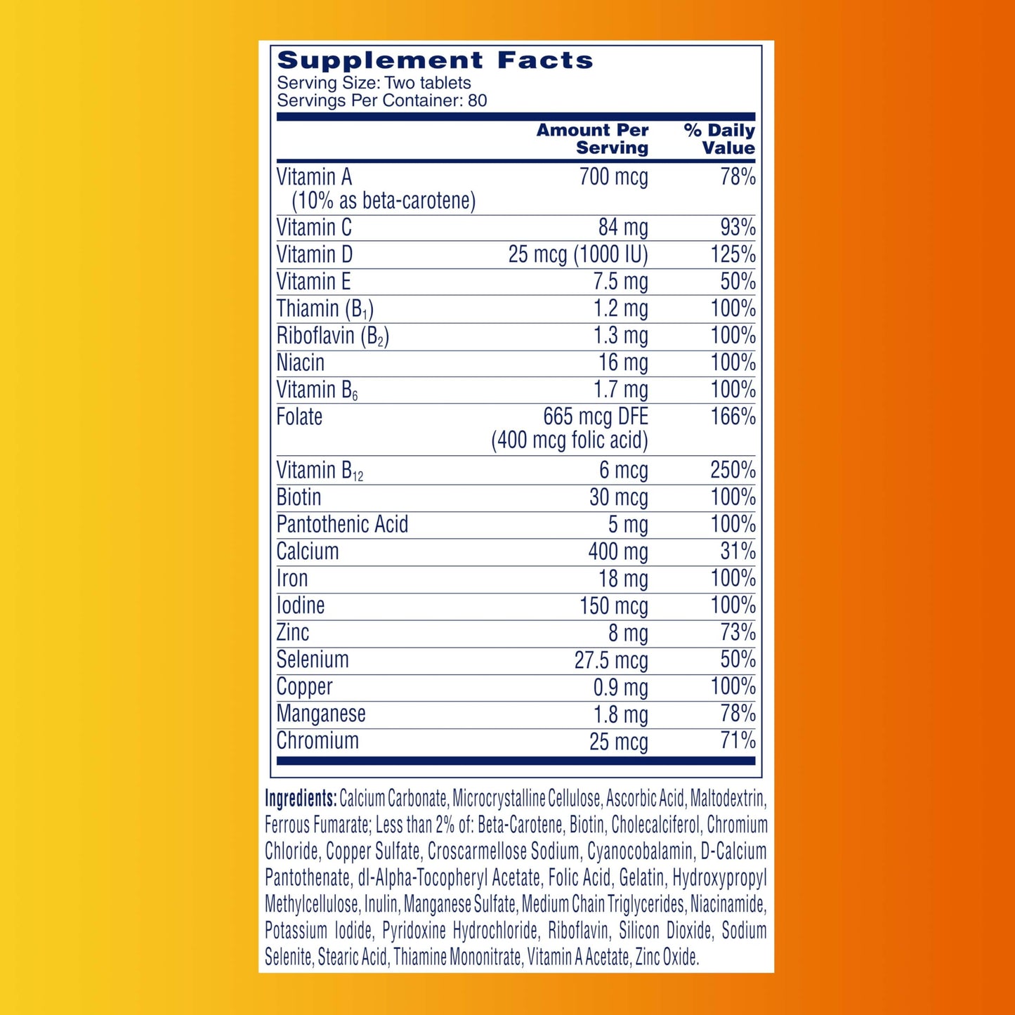 One A Day women's petites multivitamin container displaying essential vitamins and zinc features