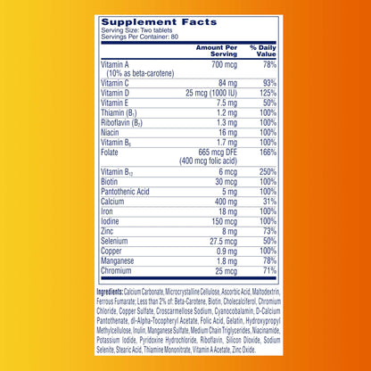 One A Day women's petites multivitamin container displaying essential vitamins and zinc features