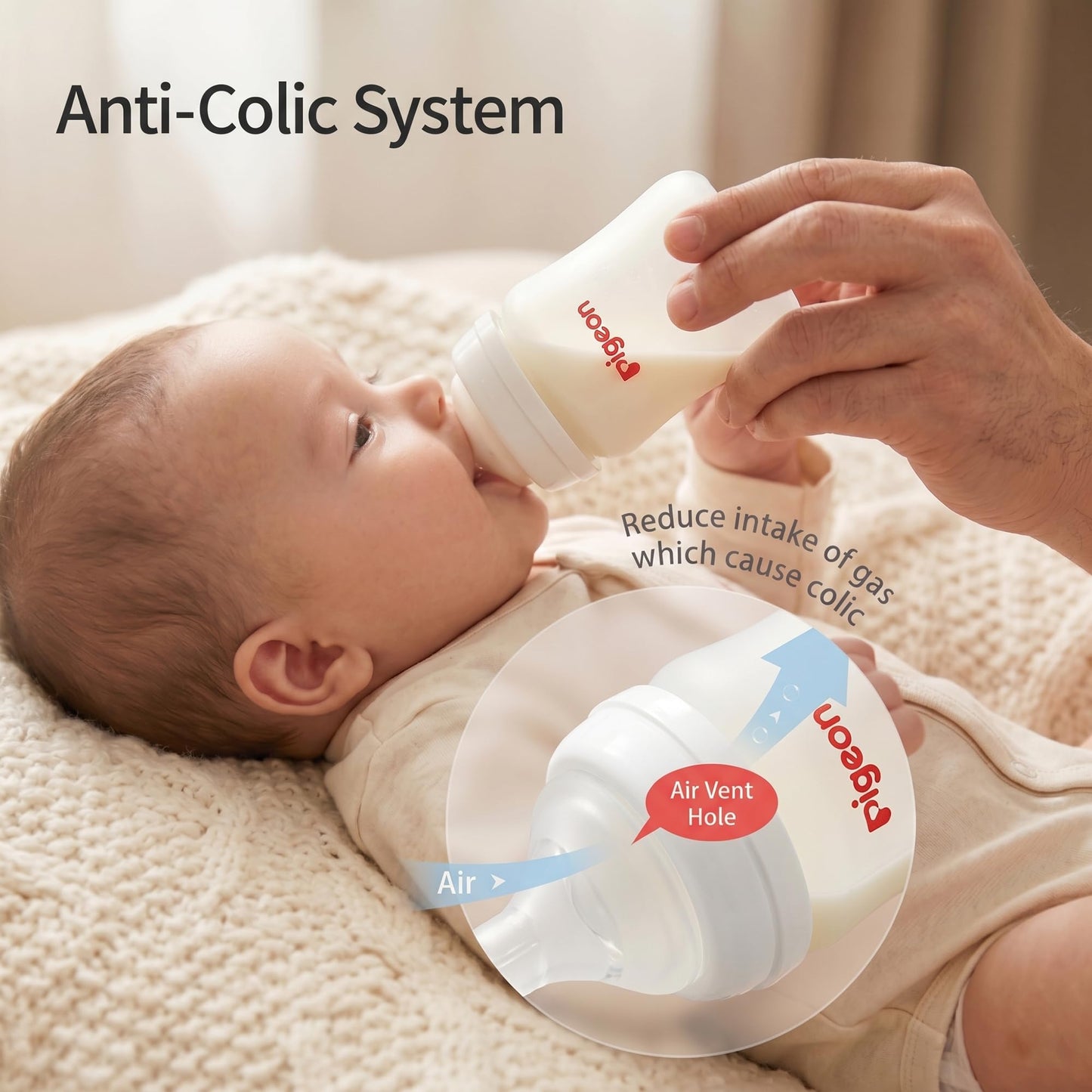 Pigeon anti colic five ounce glass bottle being disassembled for cleaning