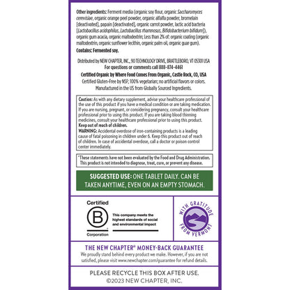 Informational graphic panel from the product packaging explaining the probiotic fermentation process for gentle stomach absorption