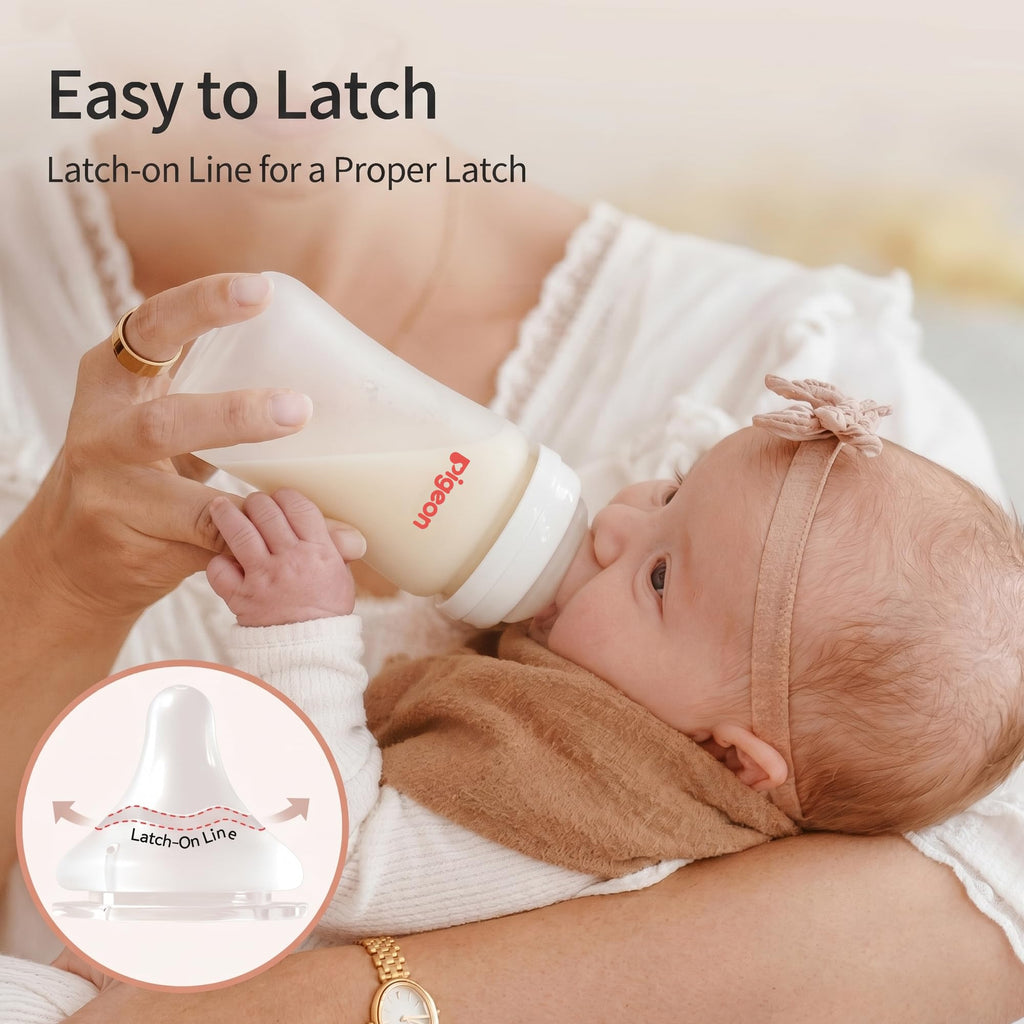 Pigeon heat resistant glass baby bottle set with two zero month plus nipples