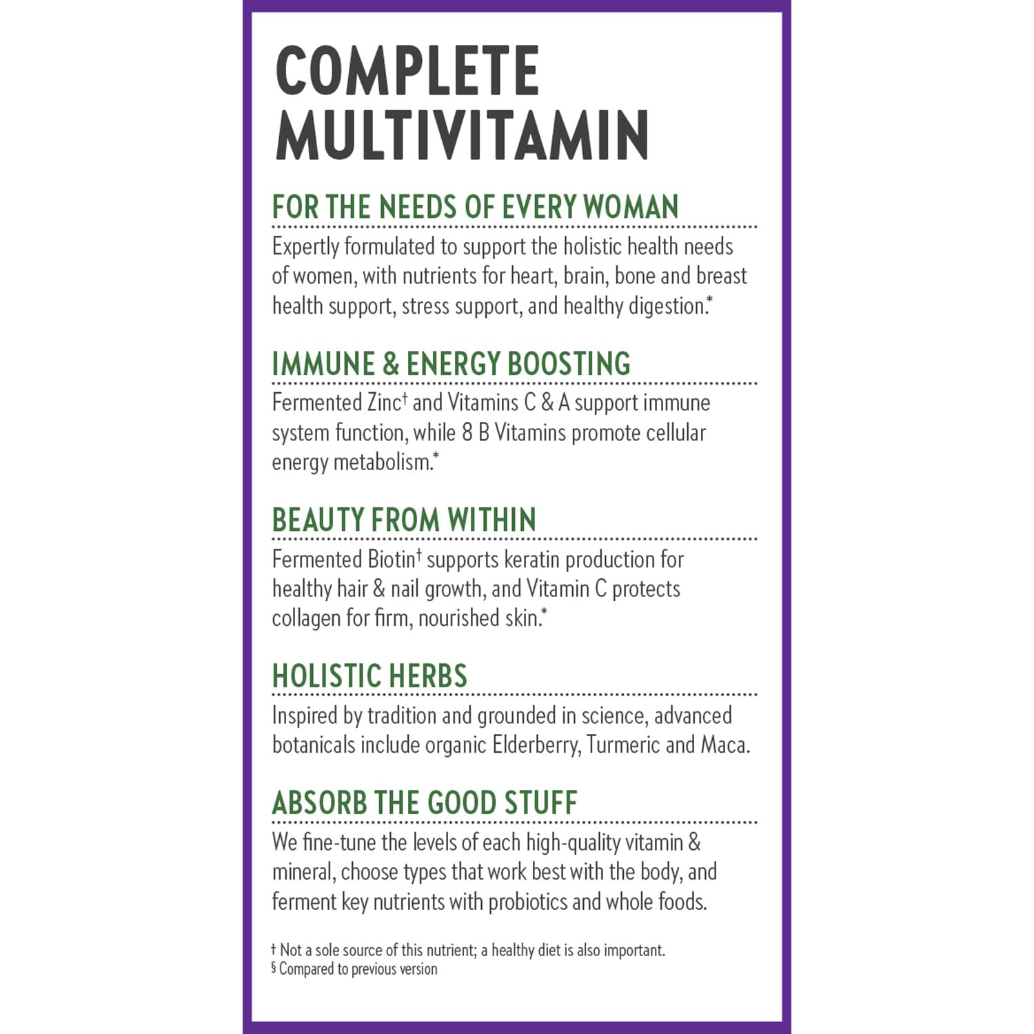 Full range perspective of the New Chapter wellness bottle showing the clean clean label information and gluten free verification