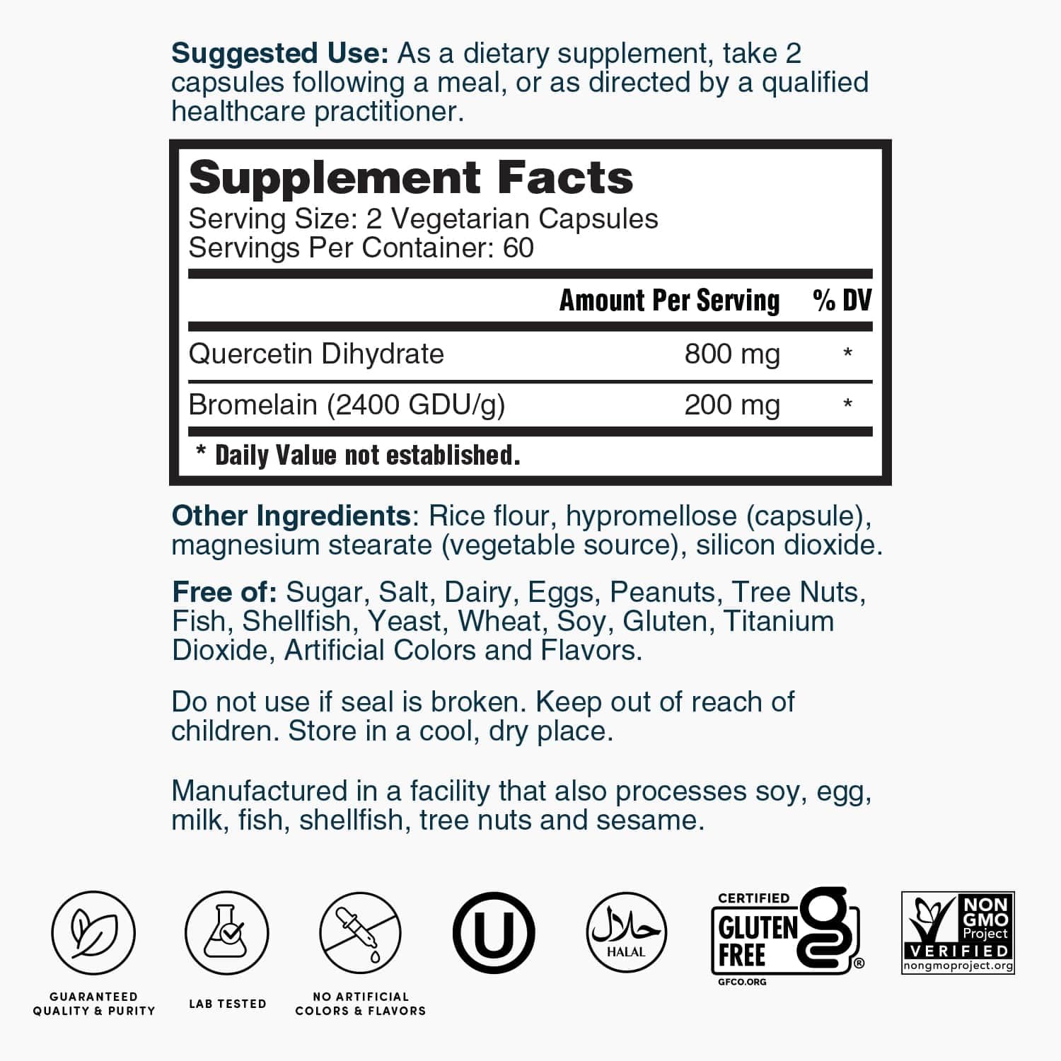 Nature's Lab Quercetin Bromelain antioxidant and respiratory wellness formula bottle