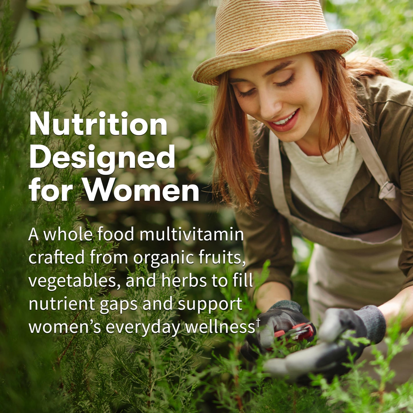 Garden of Life organic whole food multivitamin for women supplement facts and ingredient label side view
