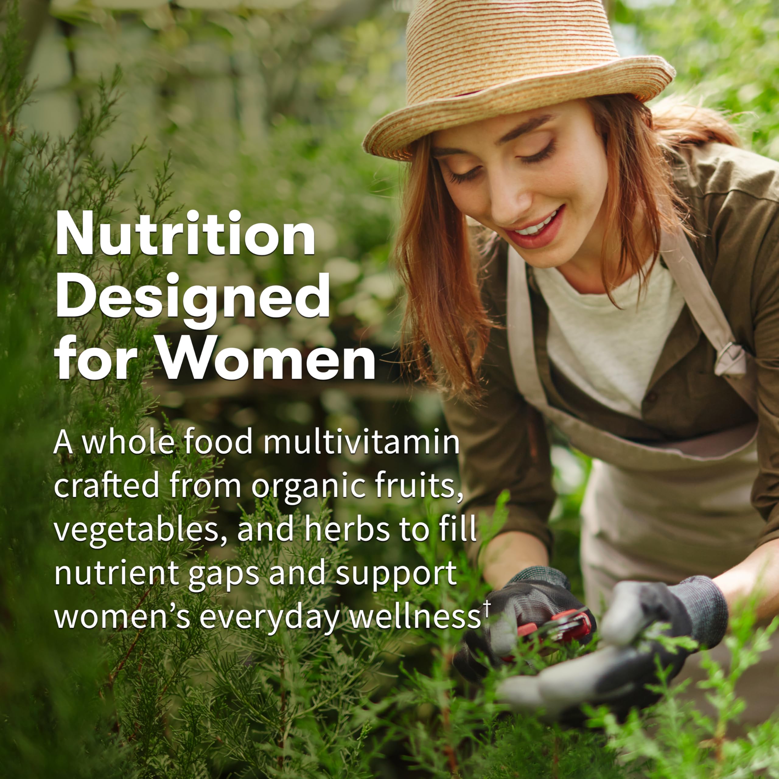 Garden of Life organic whole food multivitamin for women supplement facts and ingredient label side view