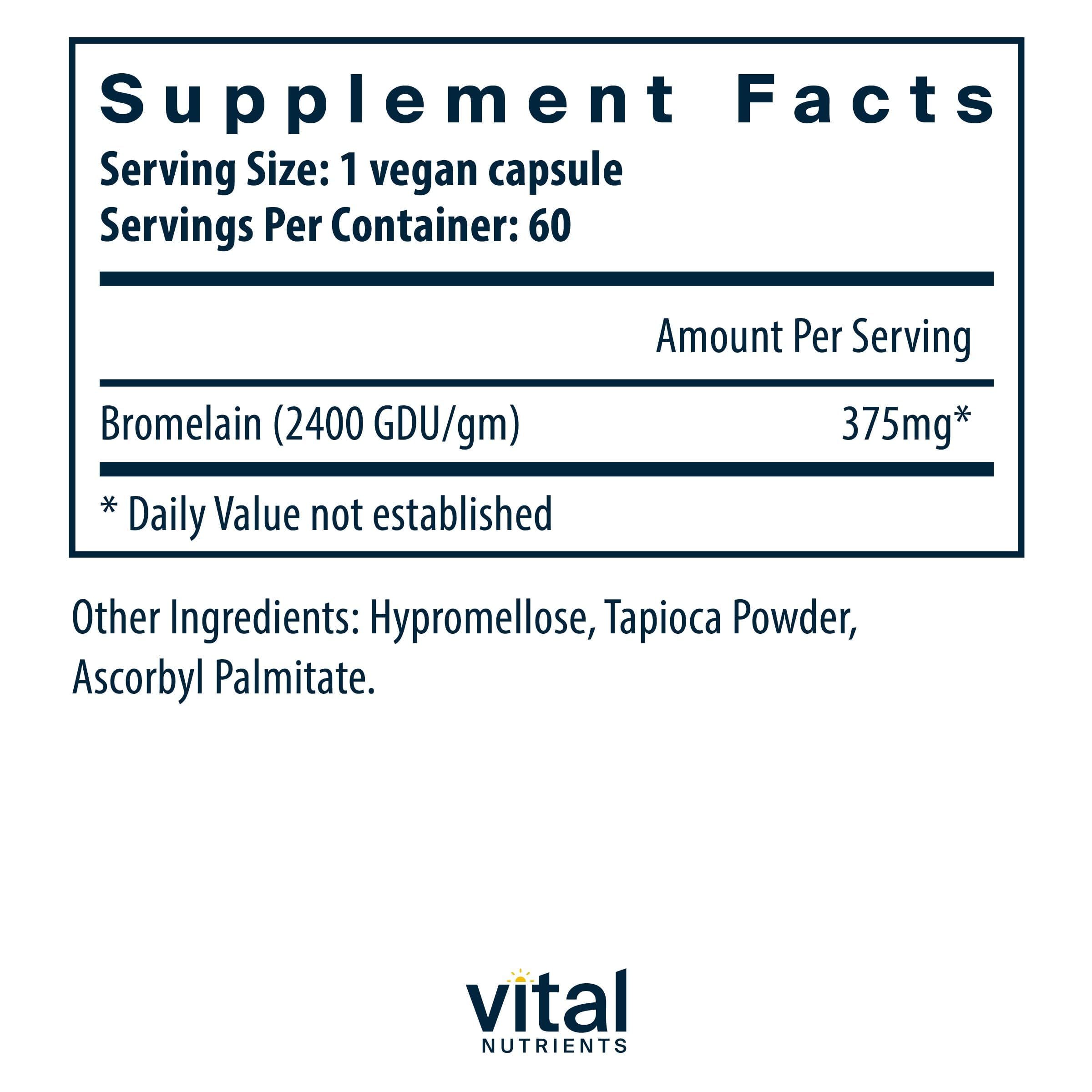 Vital Nutrients pineapple digestive enzyme supplement bottle