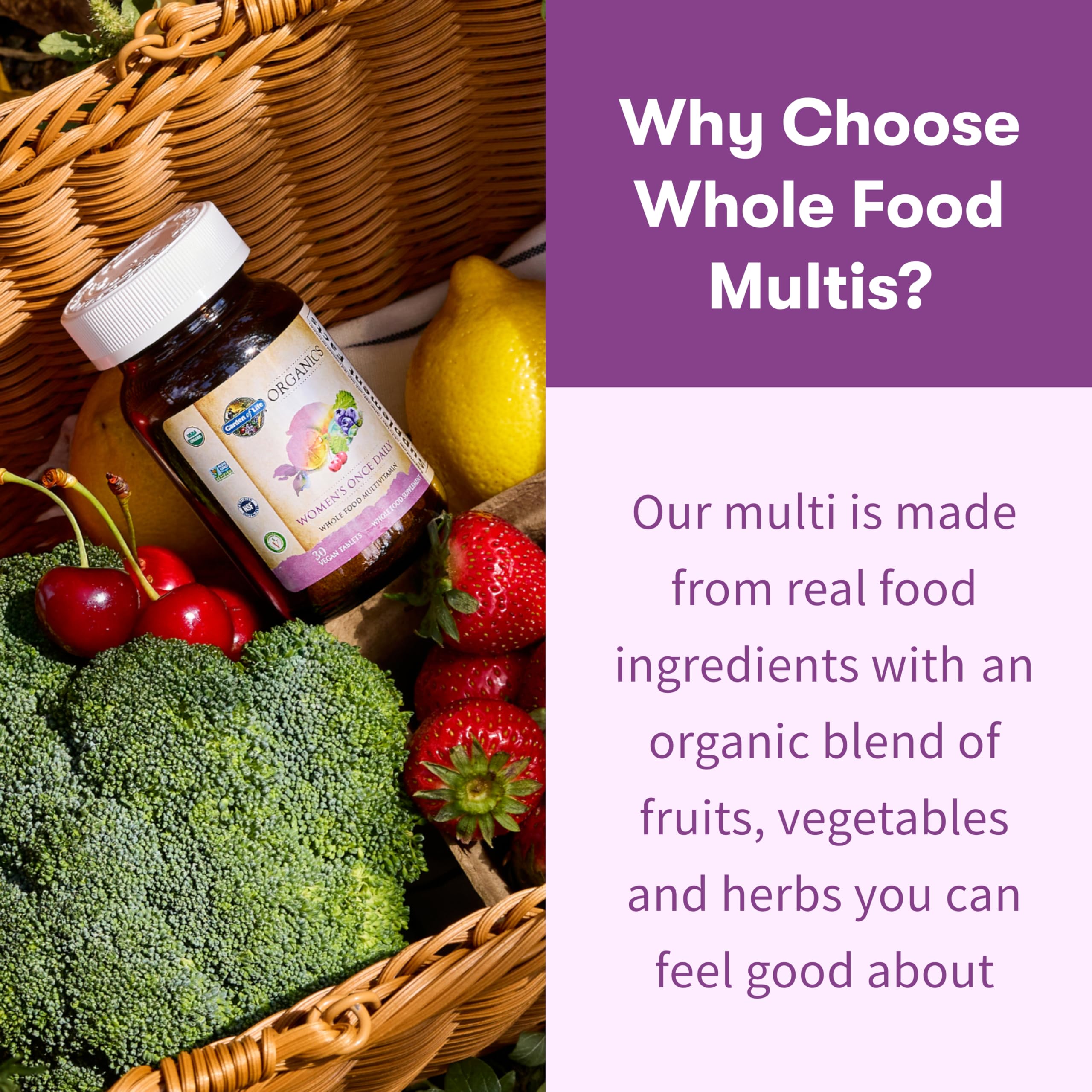 Garden of Life mykind organics women's multi daily whole food vitamin product seal close up