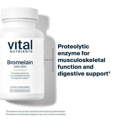 Top view of Vital Nutrients Bromelain vegetarian capsules