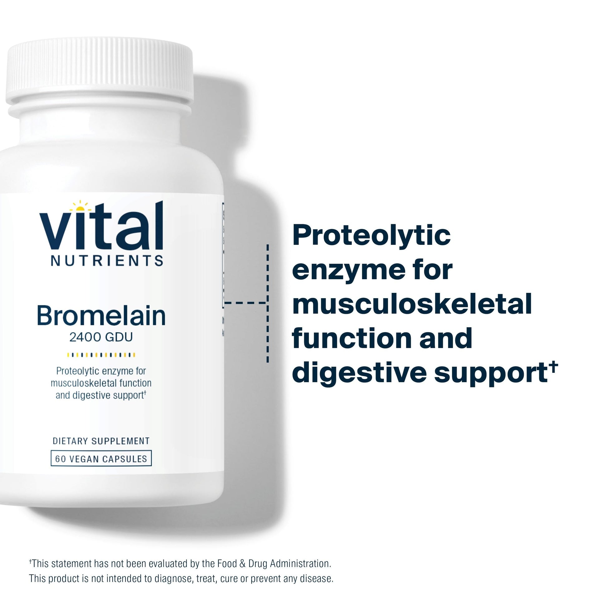 Vital Nutrients Bromelain 2400 GDU packaging side profile