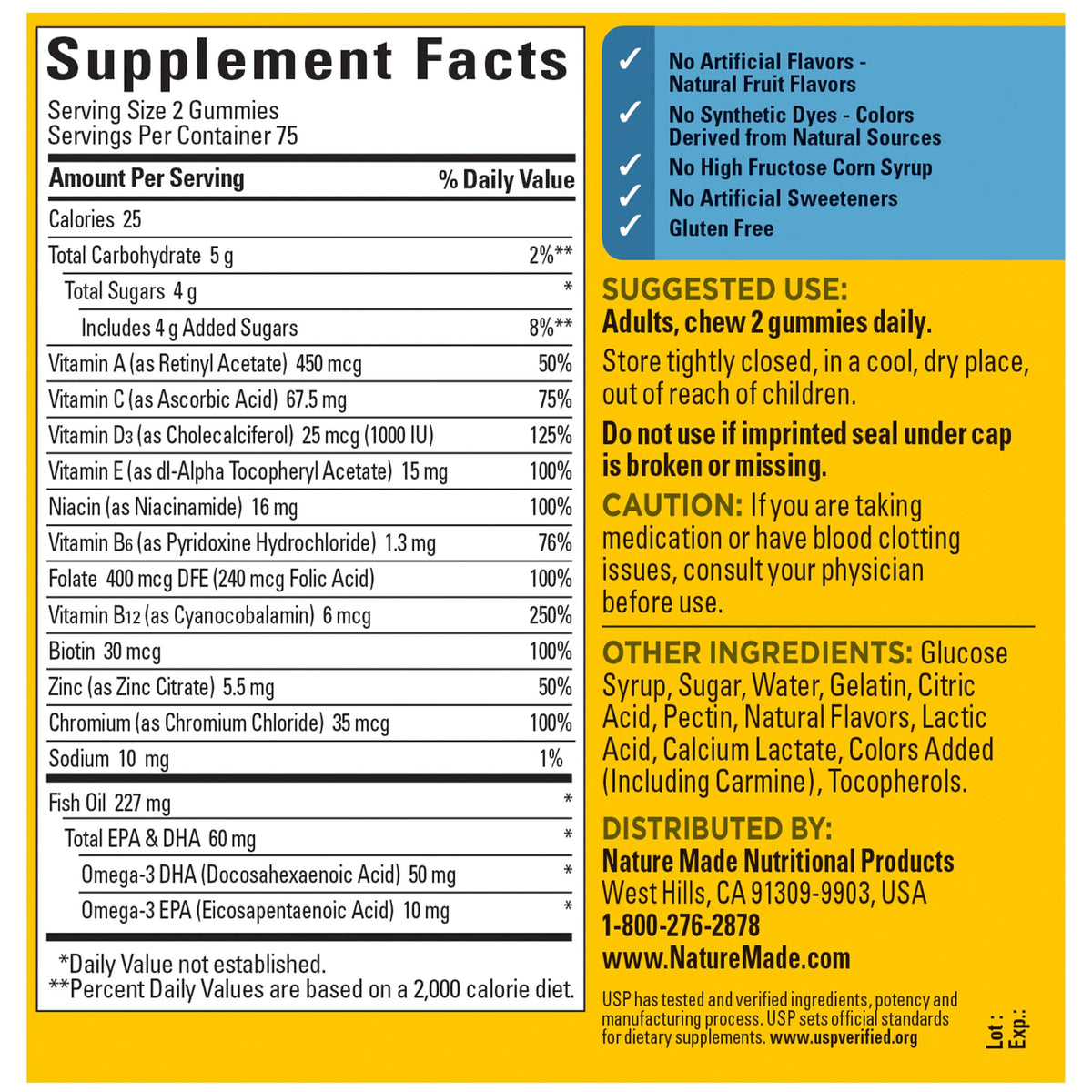 Nature Made Mens Multivitamin With Omega 3 Gummies value size bottle cap