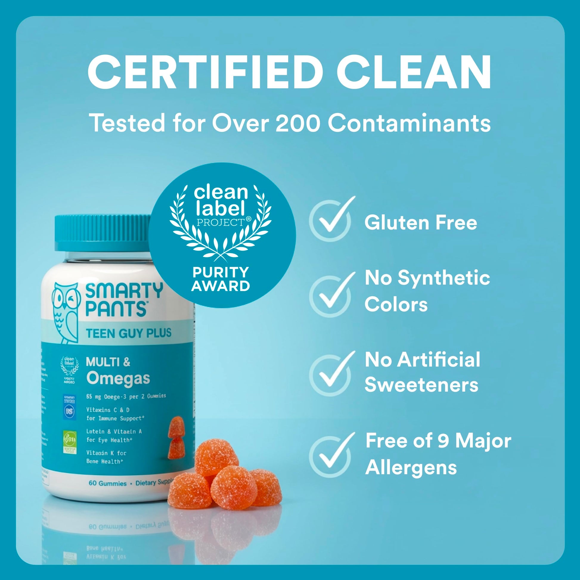 SmartyPants daily multi vitamin gummies for teenage boy athletes growth support.