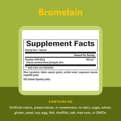 Natural Factors Bromelain 500mg ingredients and dosage label