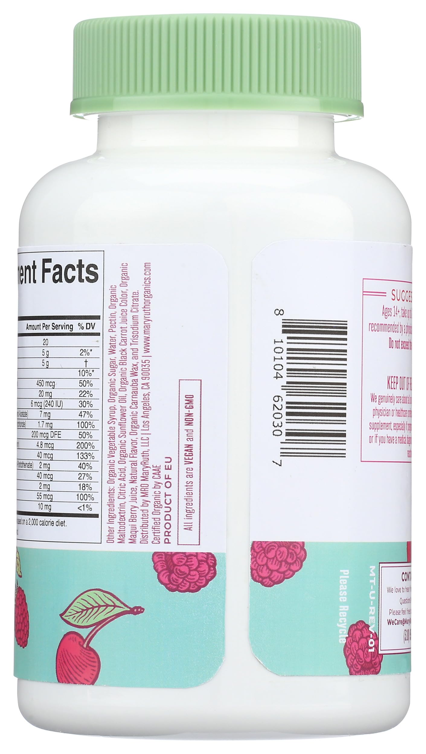 Gelatin free cherry and raspberry flavor chewable supplements for women