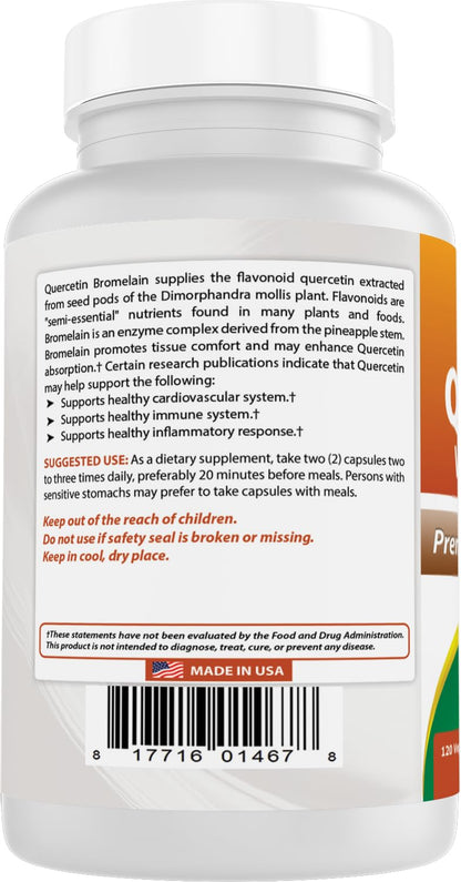 Best Naturals Quercetin with Bromelain bottle top and cap details