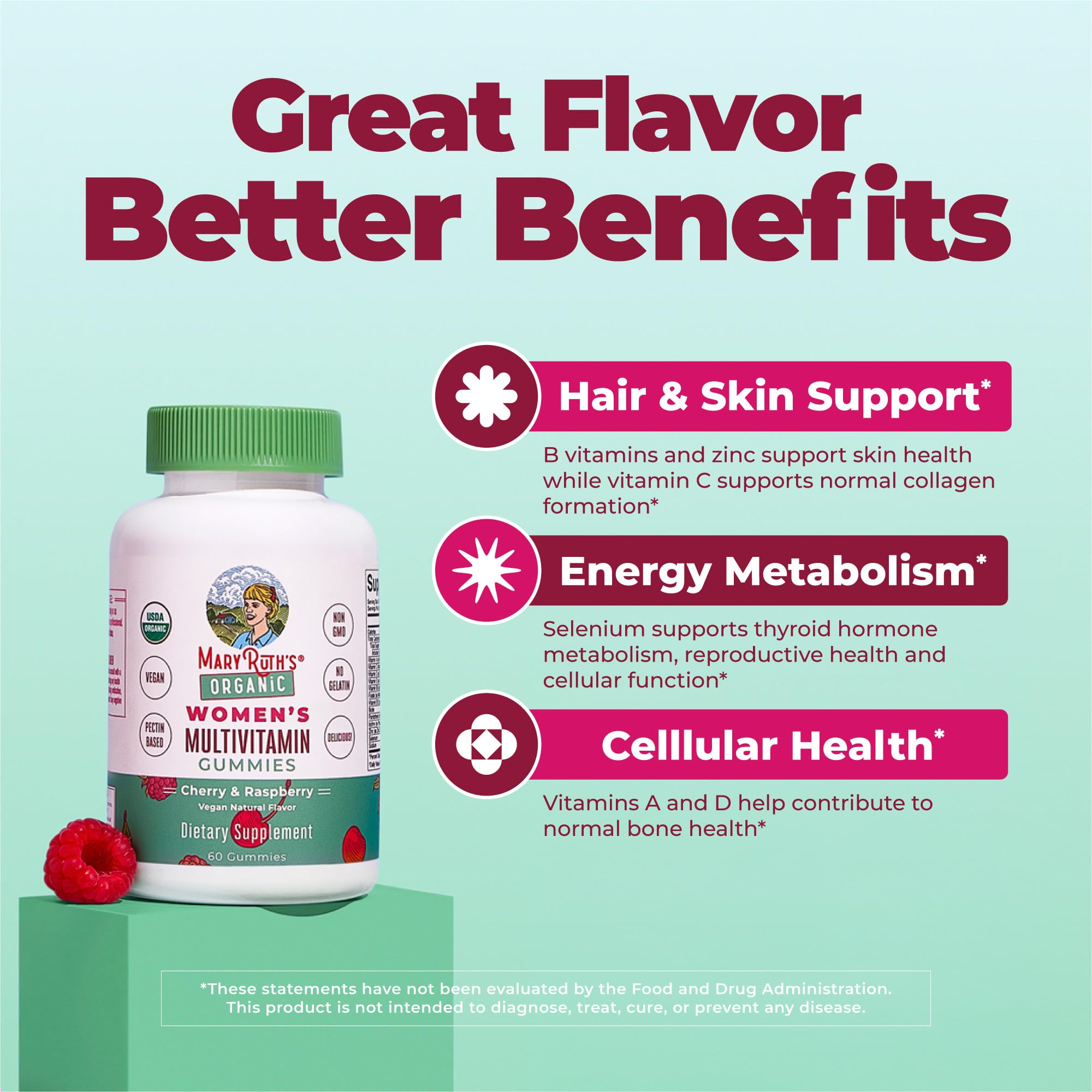 Organic womens wellness dietary supplement nutritional facts panel view