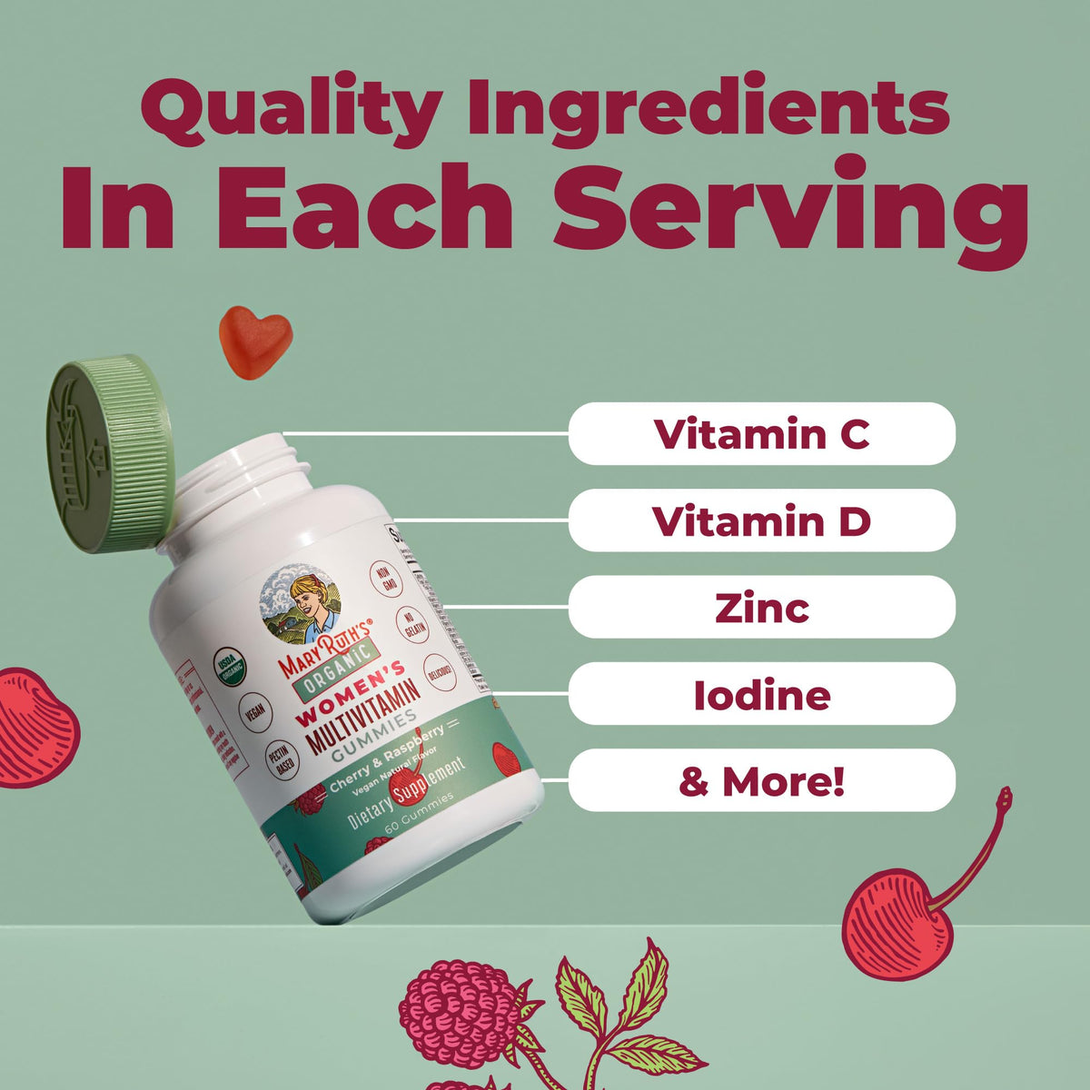 MaryRuth Organics Womens Multivitamin Gummies dosage guide and daily serving size