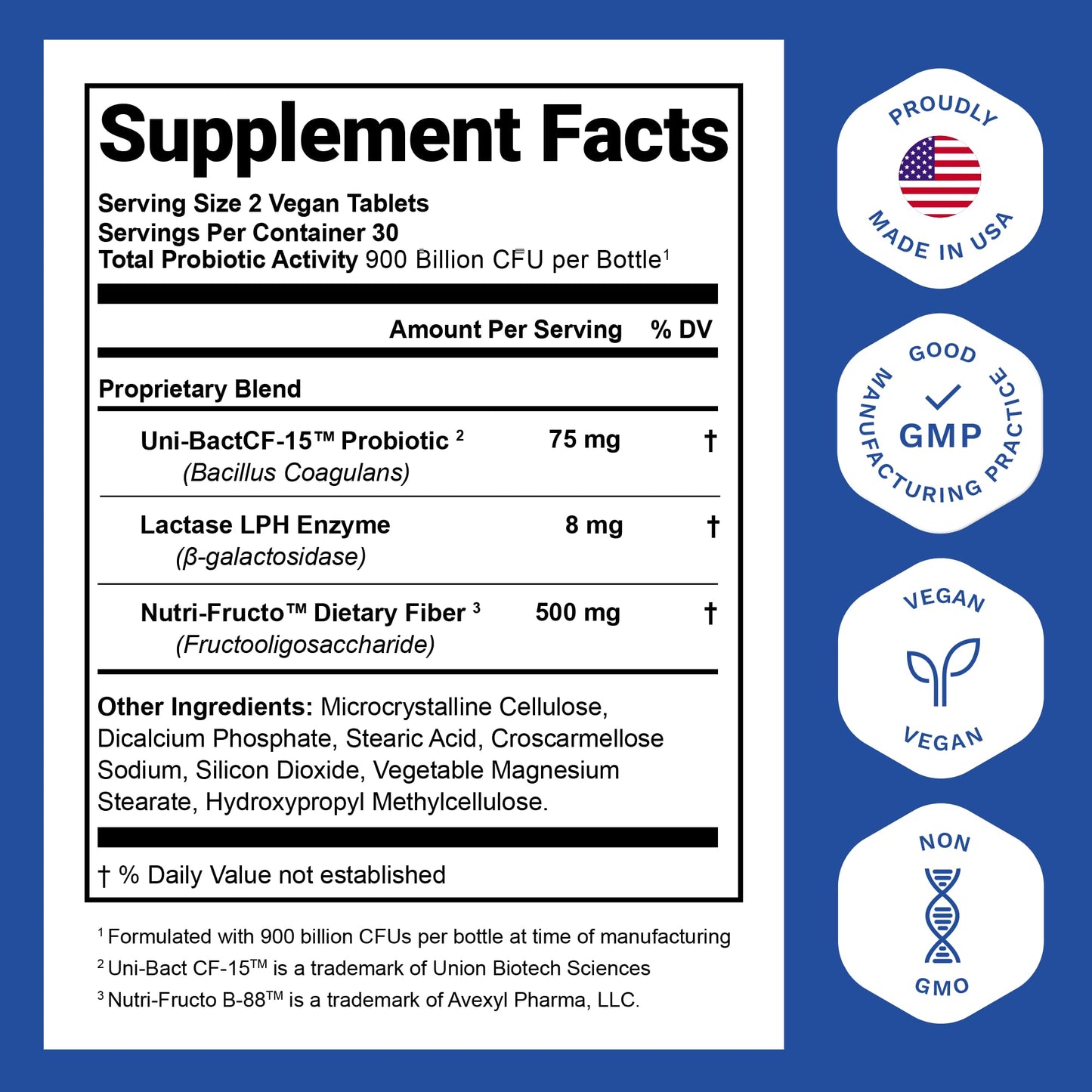 Nutrition Essentials Probiotic 900B-C supplement facts panel showing ingredients