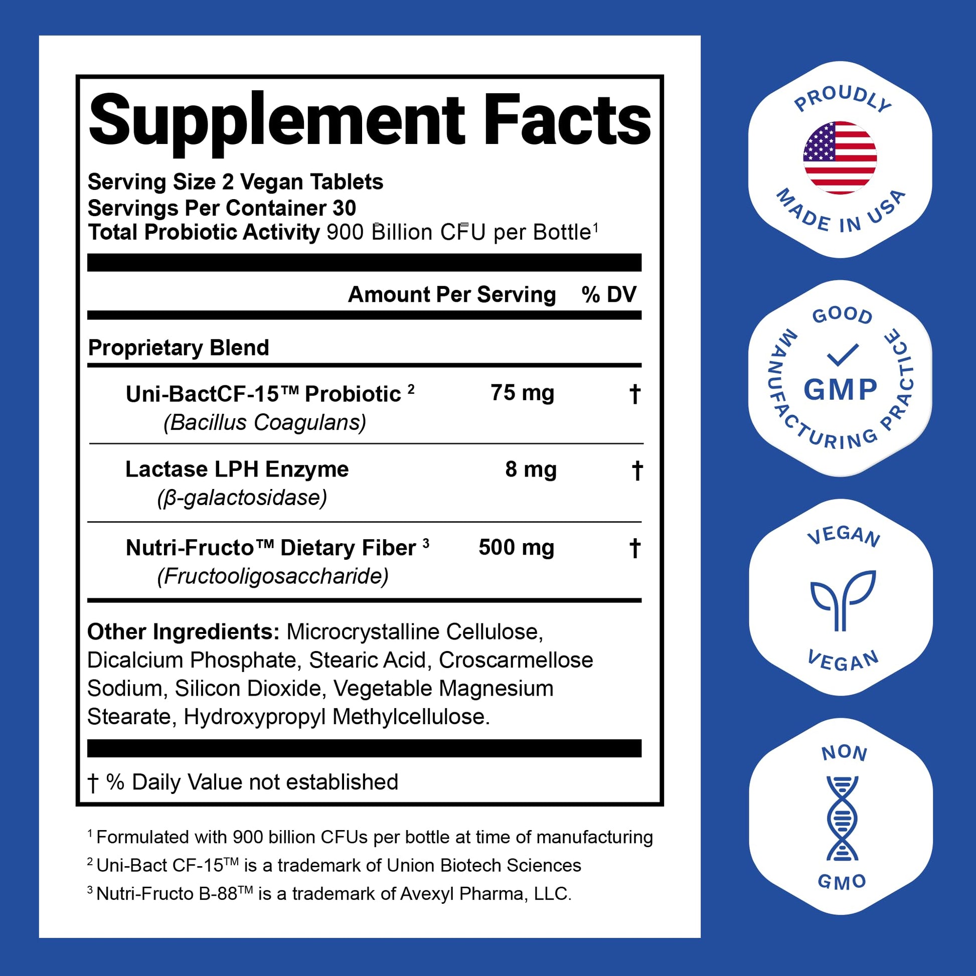 Nutrition Essentials Probiotic 900B-C supplement facts panel showing ingredients