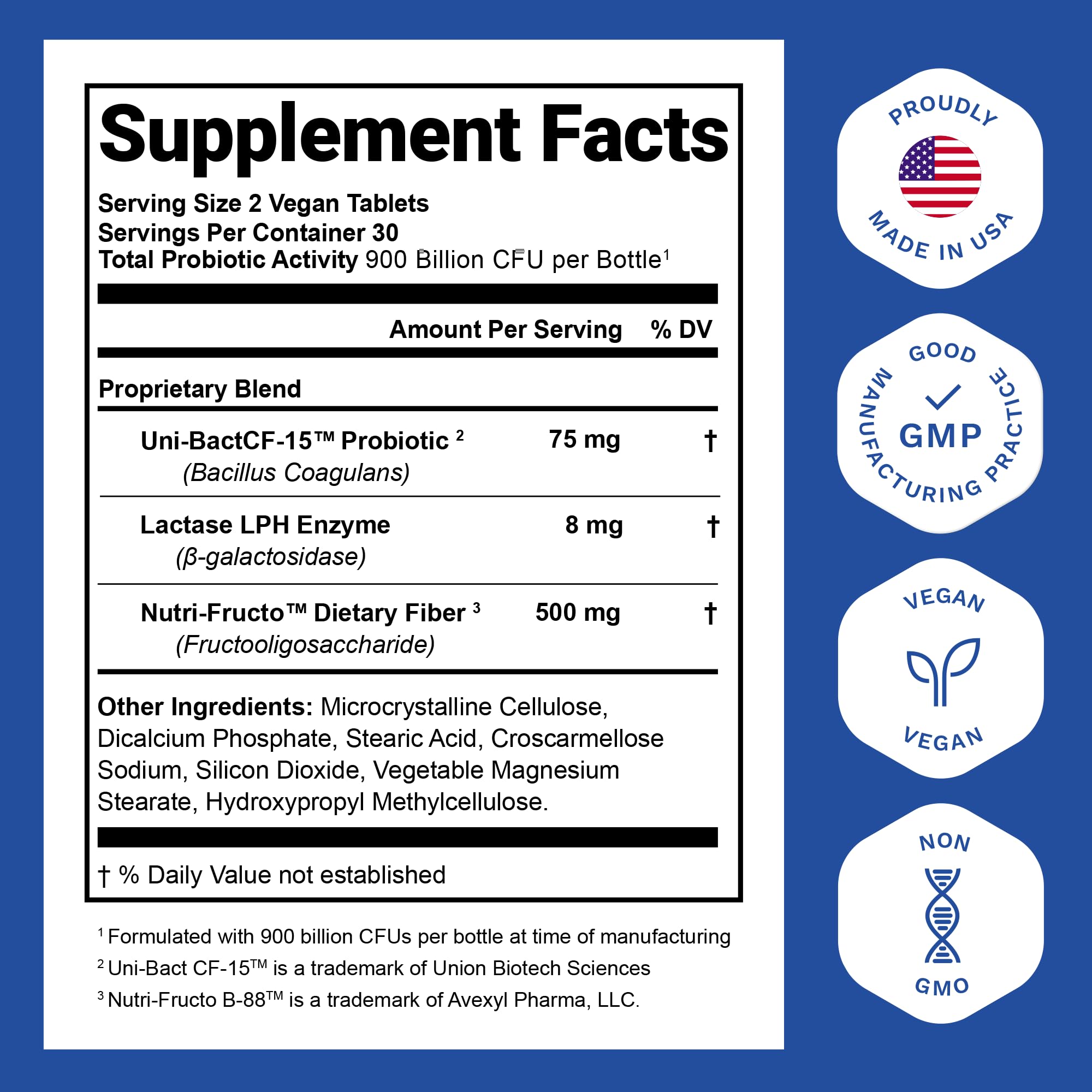Nutrition Essentials Probiotic 900B-C supplement facts panel showing ingredients