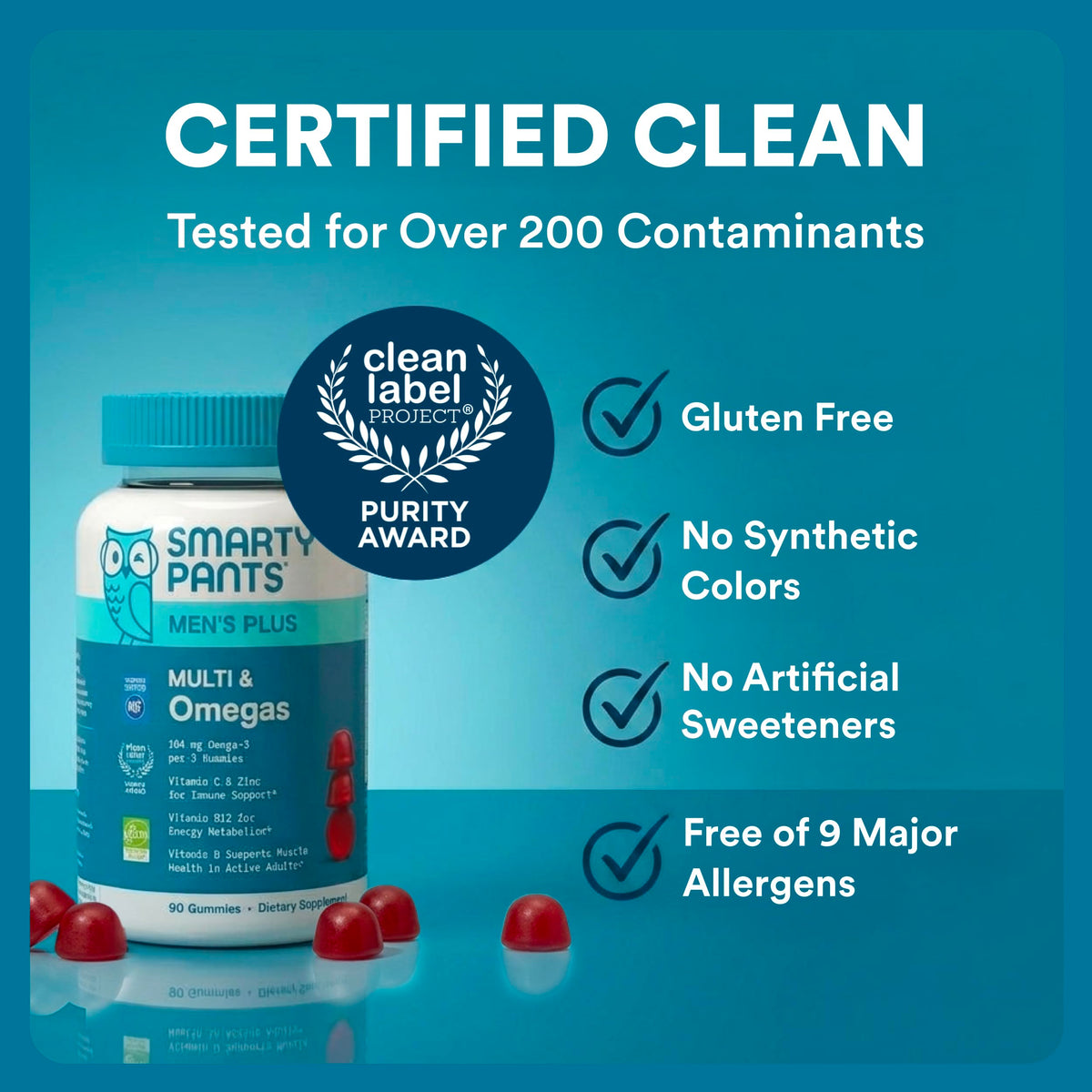 SmartyPants men's multivitamin gummies group bottle display