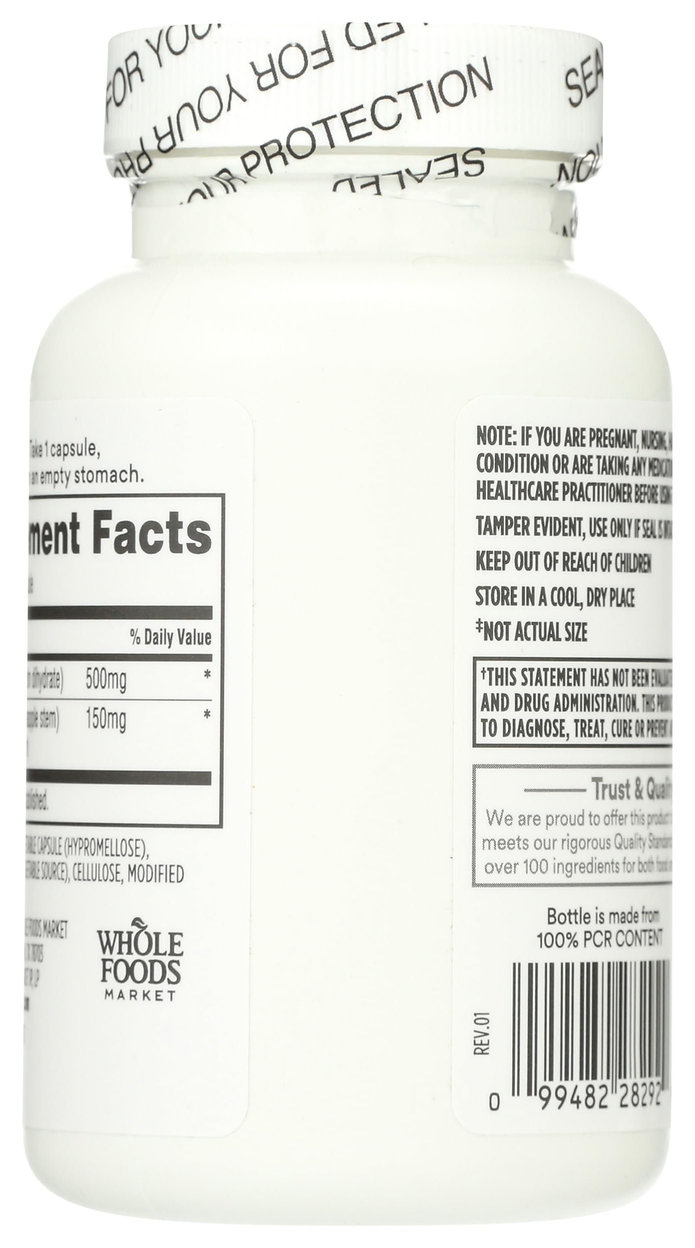 Whole Foods Market Quercetin with Bromelain label details