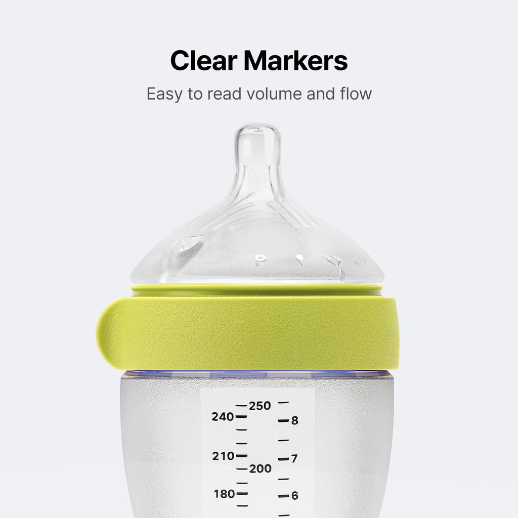 The dual anti colic vents located on the silicone nipple component of the second generation bottle.