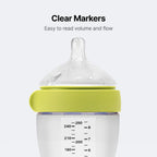The dual anti colic vents located on the silicone nipple component of the second generation bottle.