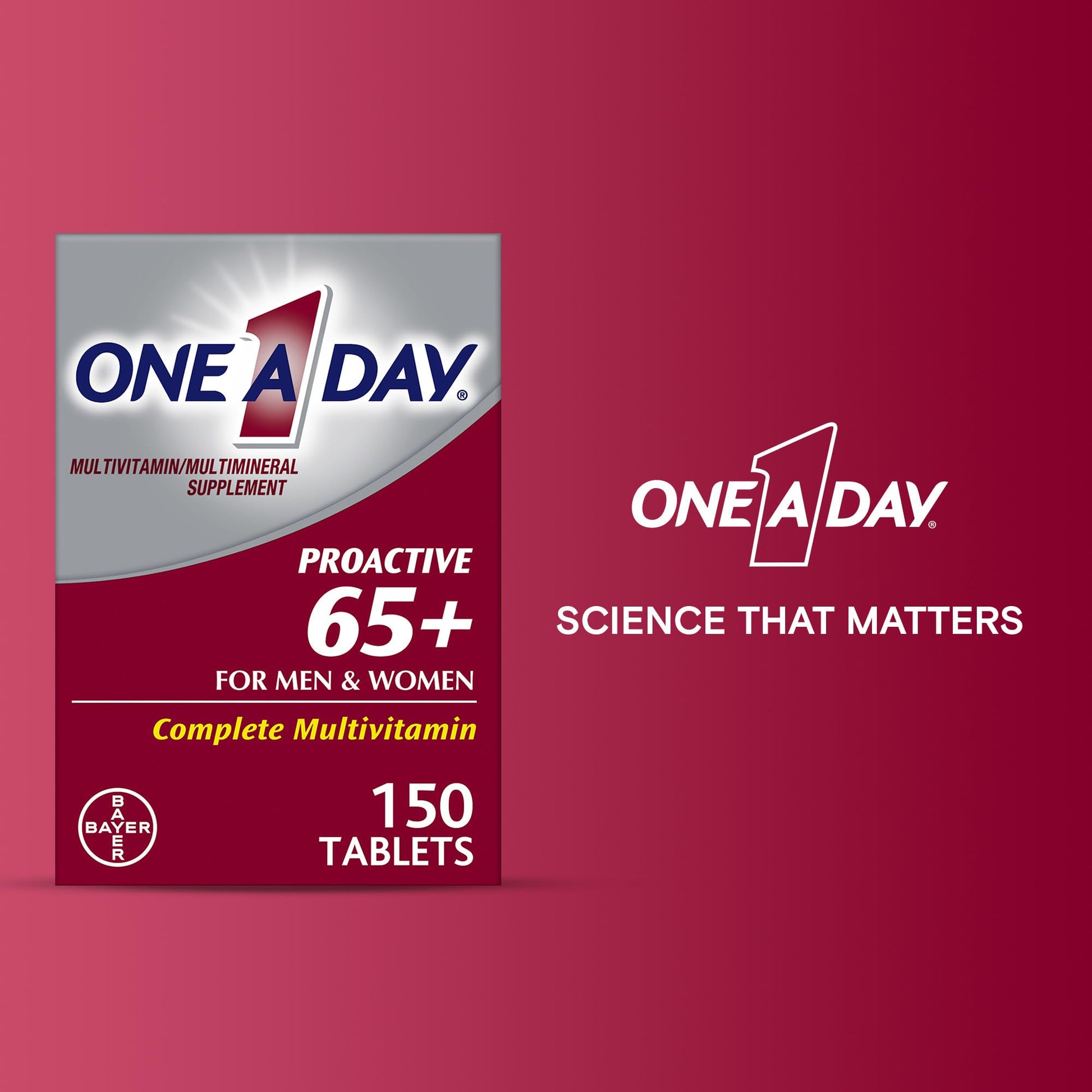 One A Day senior daily multivitamin bottle side view showing directions