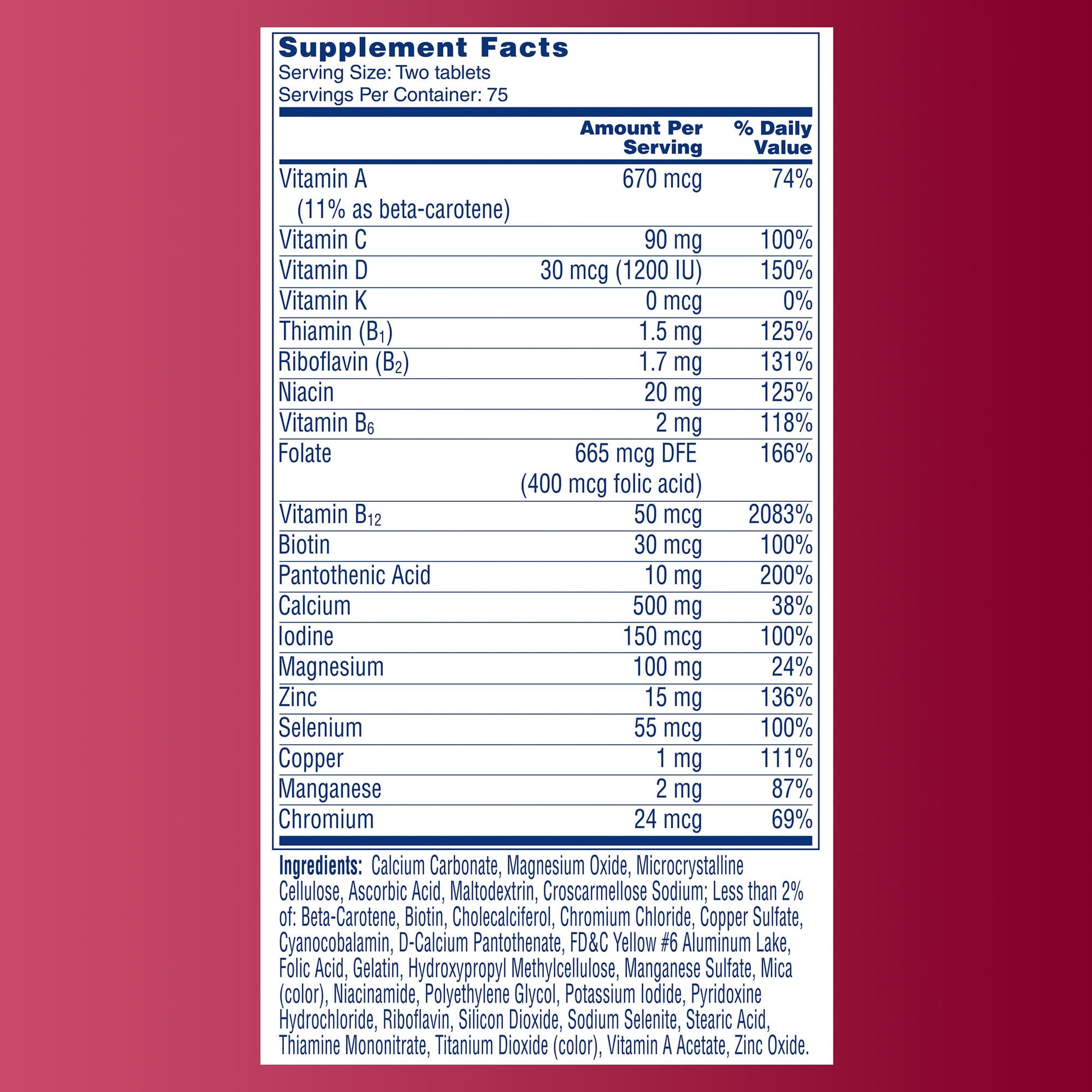 Premium One A Day Proactive 65 Plus multivitamin packaging safety seal details