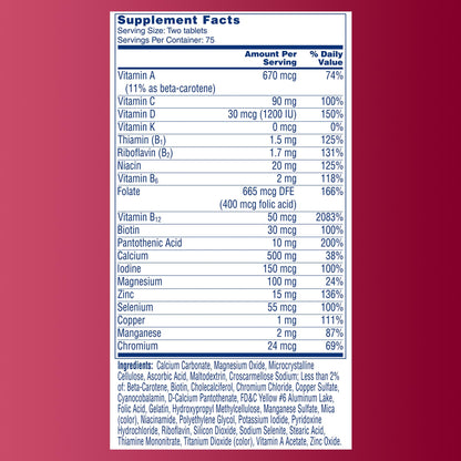 Premium One A Day Proactive 65 Plus multivitamin packaging safety seal details
