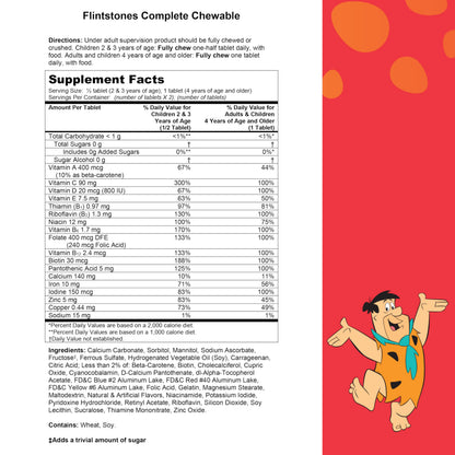 Authentic Flintstones complete kids multivitamin bottle with child safety cap