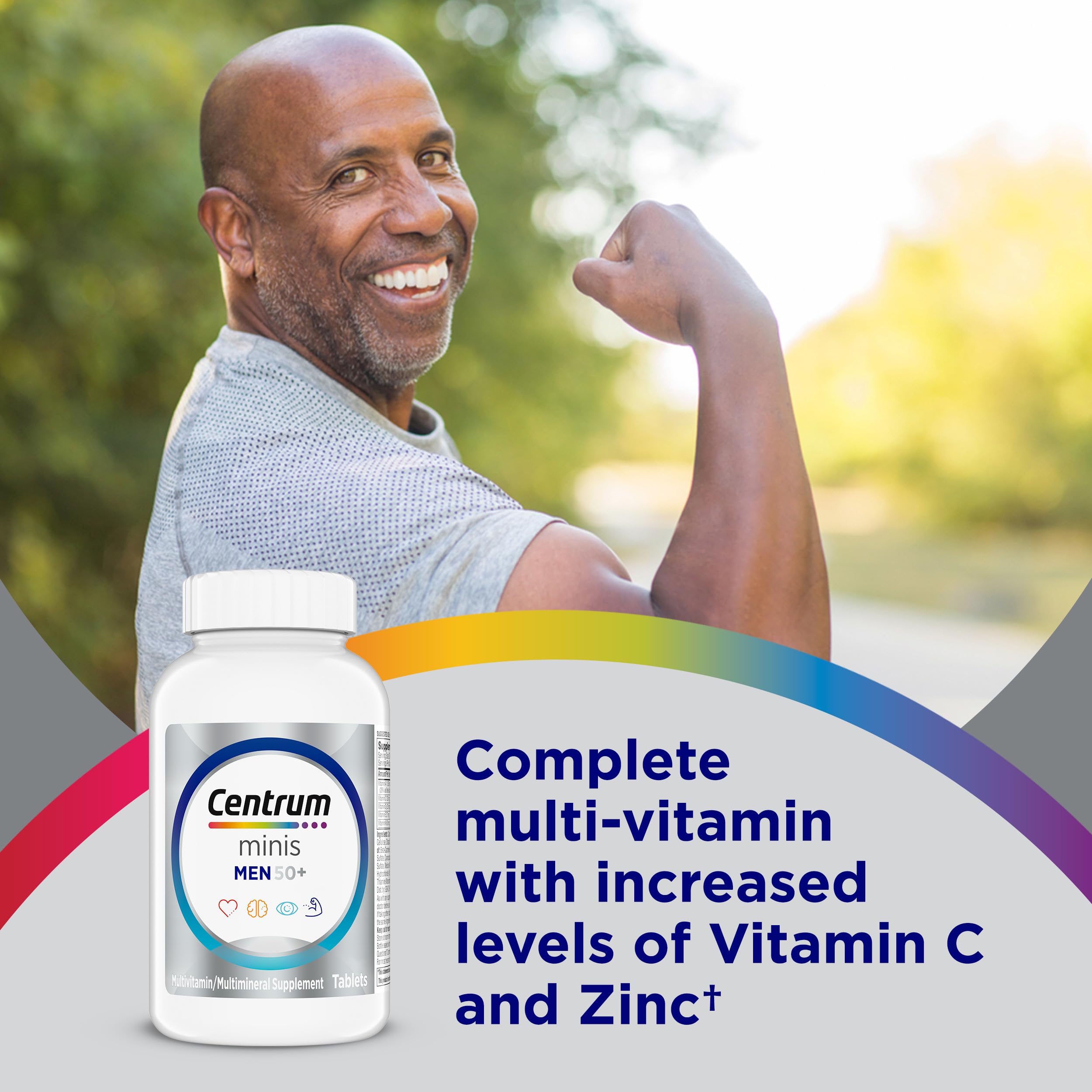 Centrum Minis Silver Men 50 plus multivitamin packaging showing supplement facts label